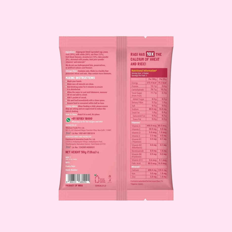 Slurrp Farm No Added Sugar No Salt Strawberry | Ragi And Rice Cereal Trial Pack