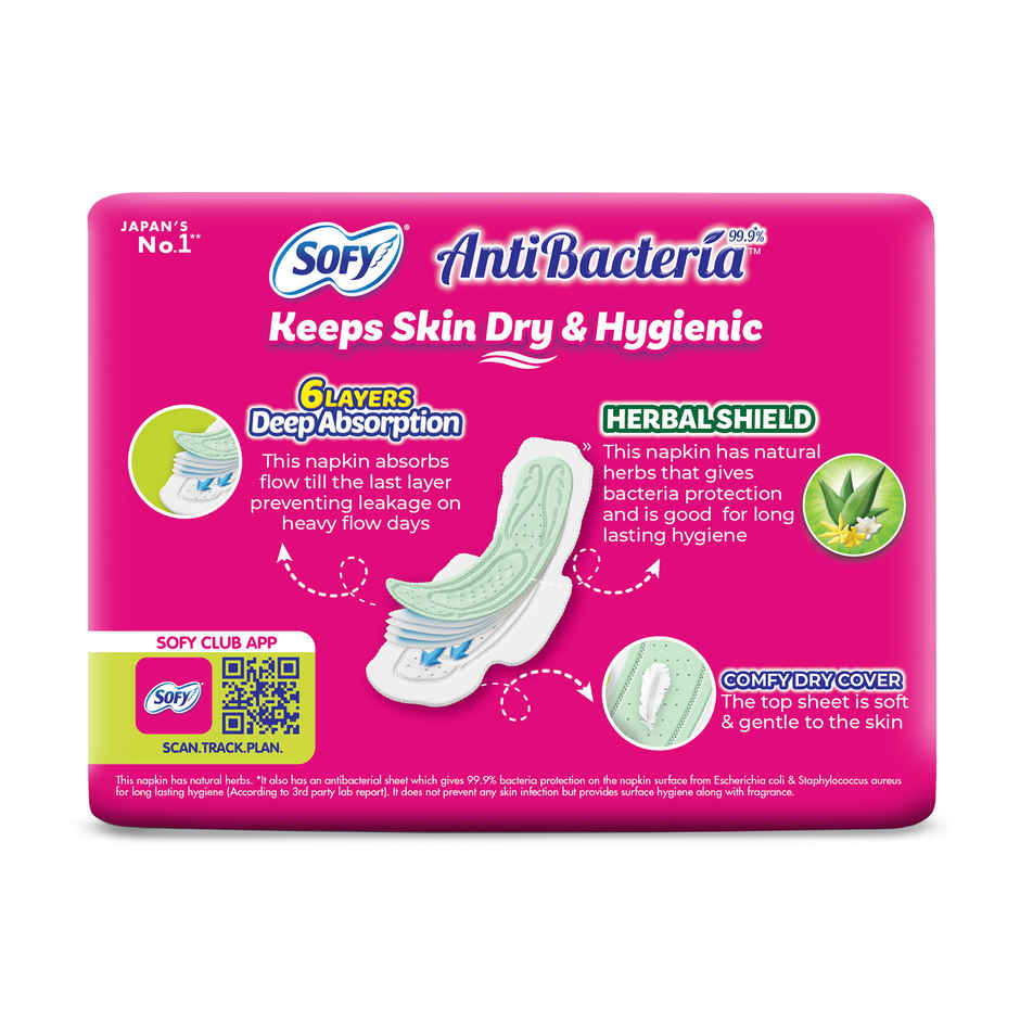 Sofy AntiBacteria XL Sanitary Pads | 6 Layer Deep Absorption | 290mm