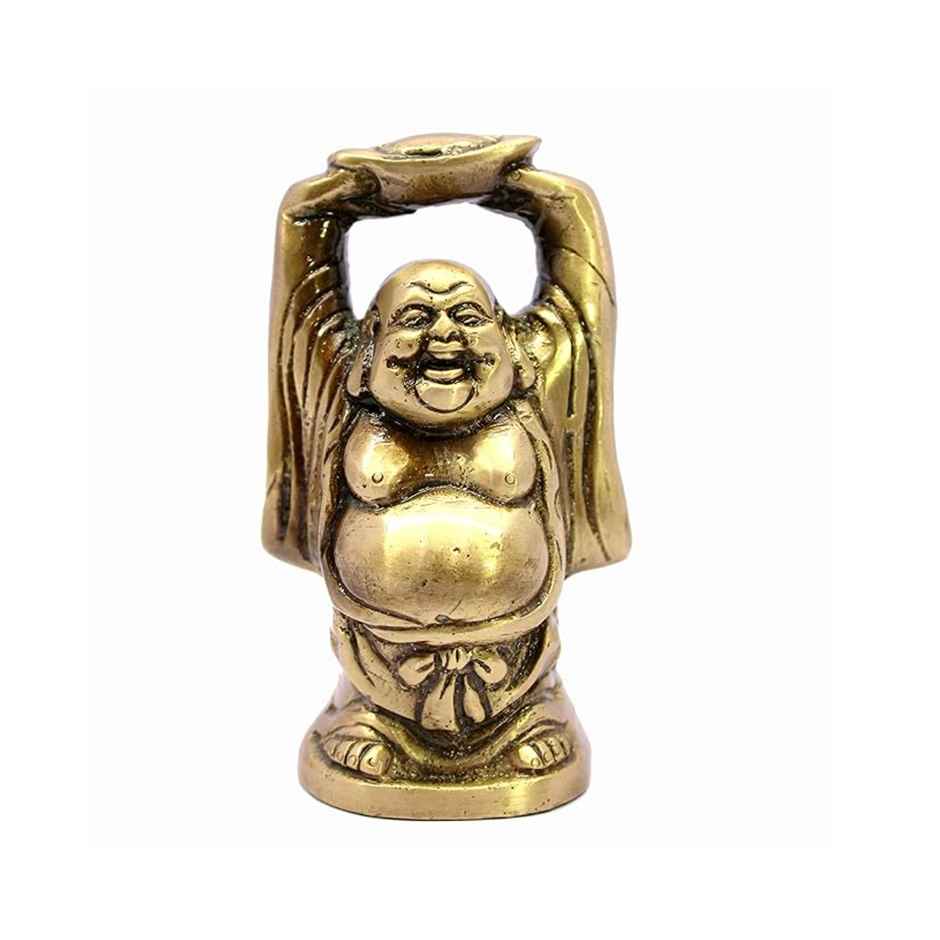Devnidhii Laughing Buddha for Good Fortune and Money in Gold Polish
