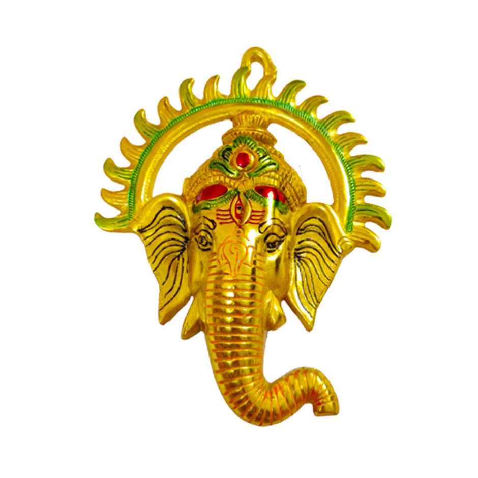 Ganesh Ji with Surya Mukut Wall Hanging Multicoloured | Devnidhi