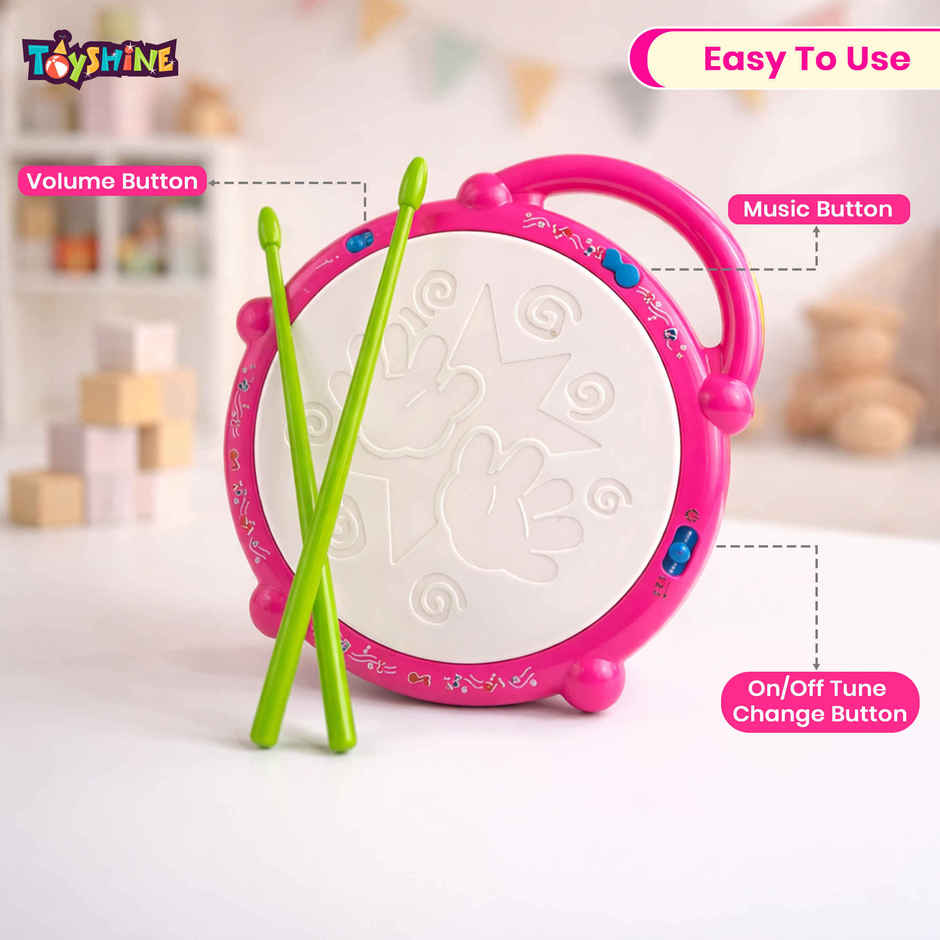 Toyshine Flash Drum With 3D Lights For (2-4) Year Kids Boy Girl
