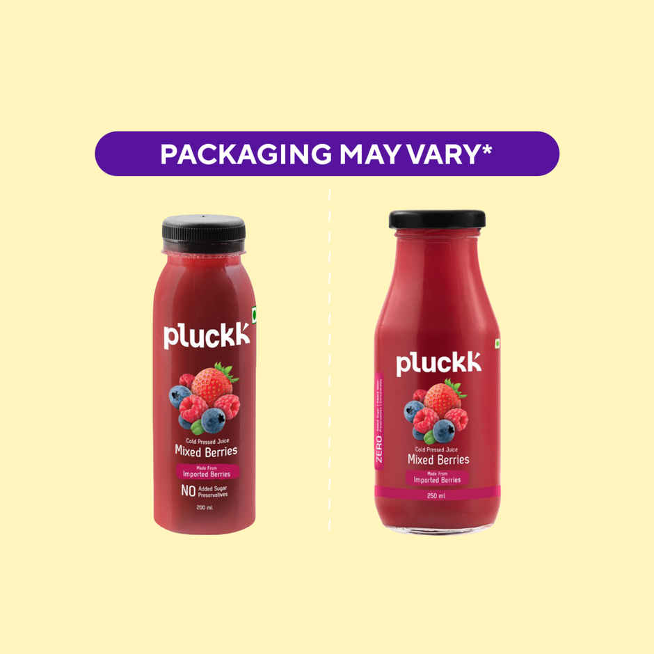 Pluckk Cold Pressed Extracted Mixed Berries Juice | No Preservatives | No Added Sugar