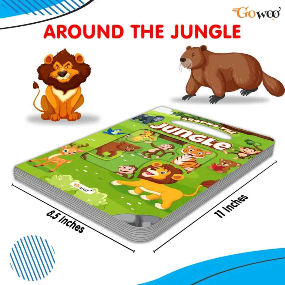 Around the Jungle Window Cut Board Book - Early Learning Picture Board Book | Toddler Learning Book