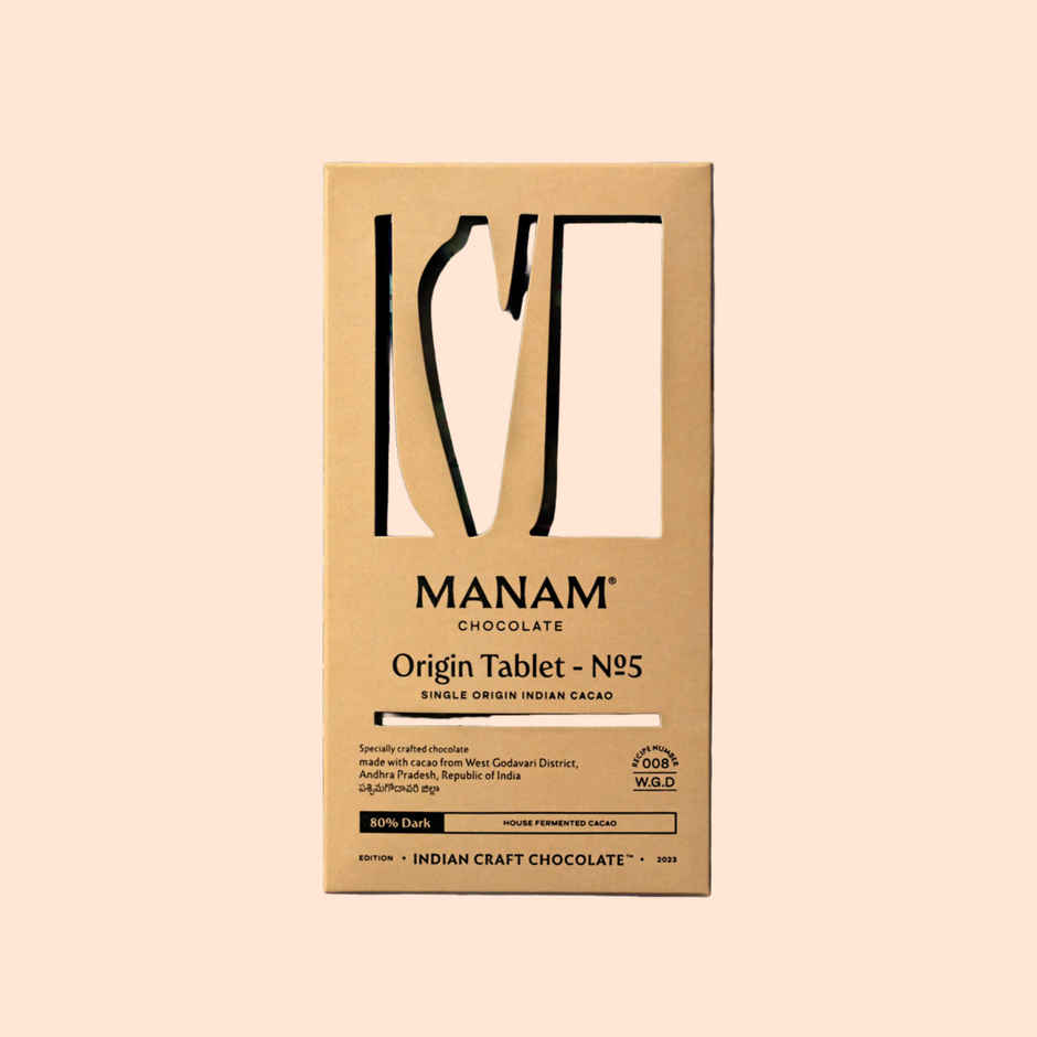 Manam Chocolate Indian Origin Tablet No. 5 | 80% Dark