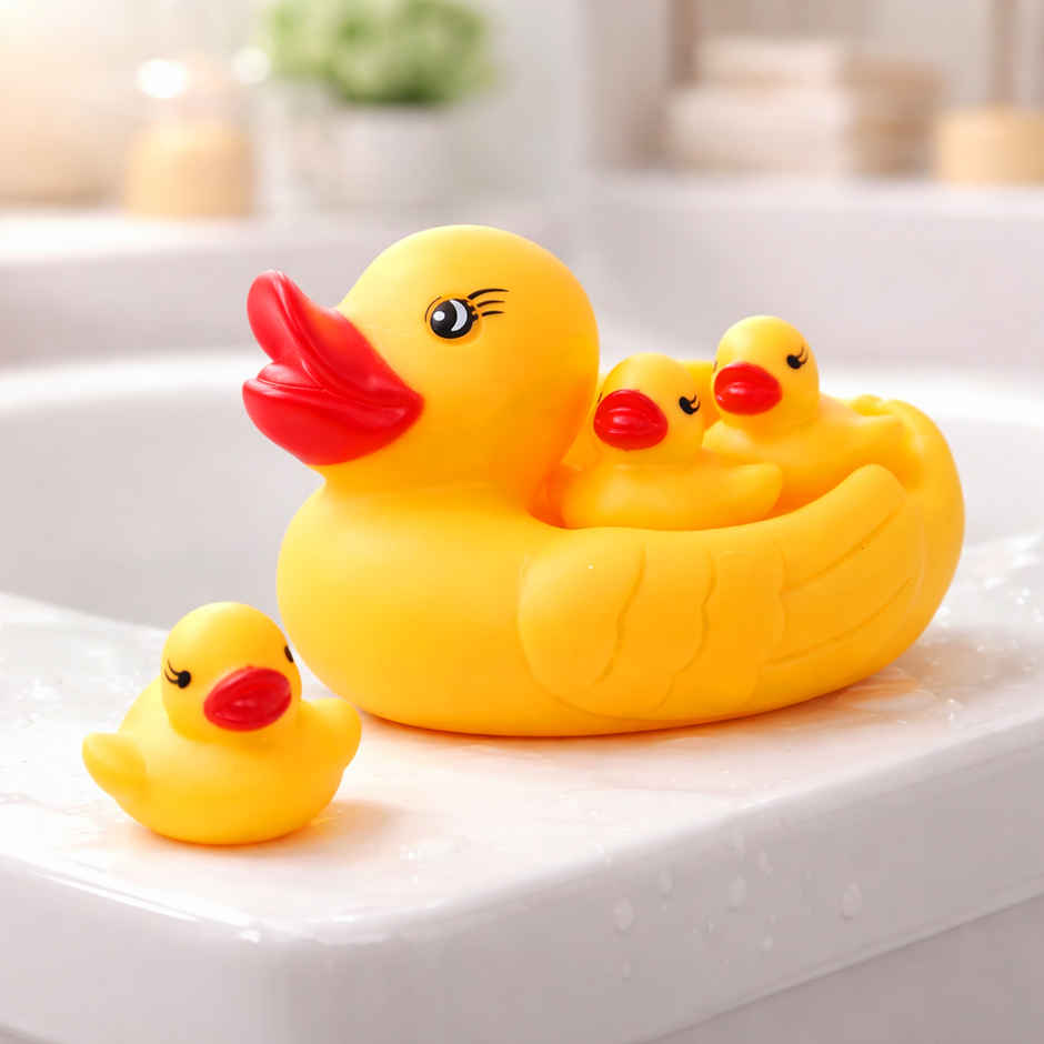 Toyshine Squeezy Chu Chu Ducks Bath Toy with Sound - Duck Family Set of 3 | Yellow