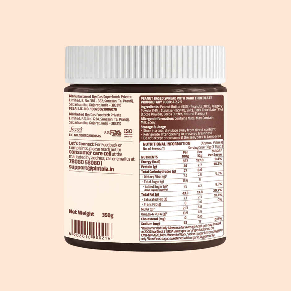 Pintola Dark Chocolate Crunchy Peanut Butter