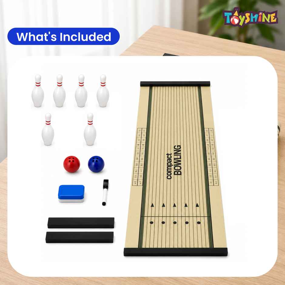 Toyshine Compact Bowling Game | Indoor Tabletop Game for Kids & Adults
