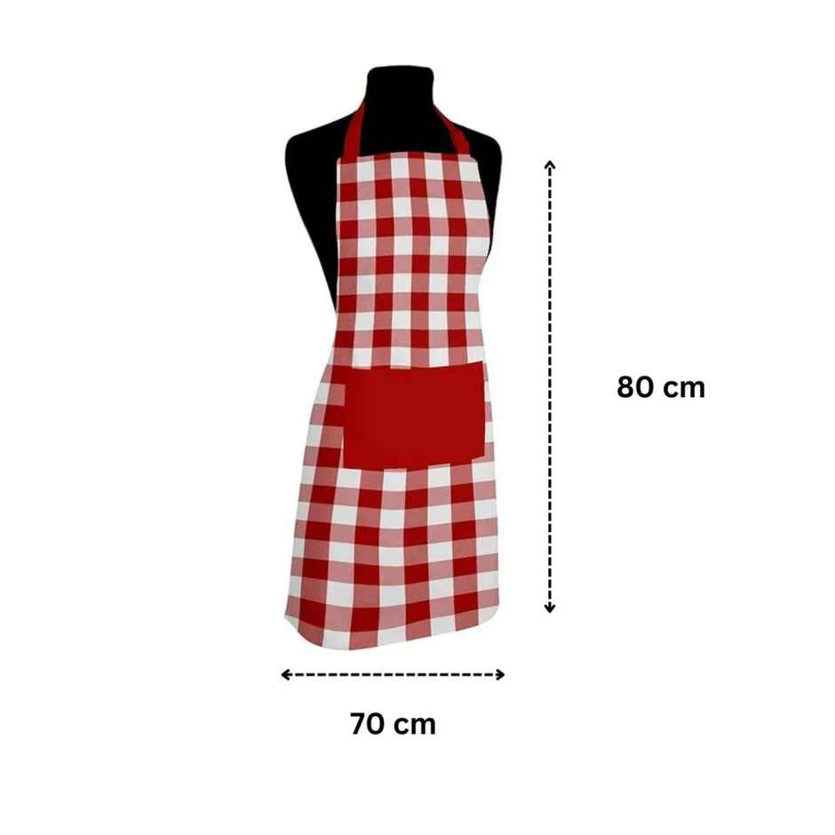 Lushomes Cooking Apron - Red Checks | 70 x 80 cm
