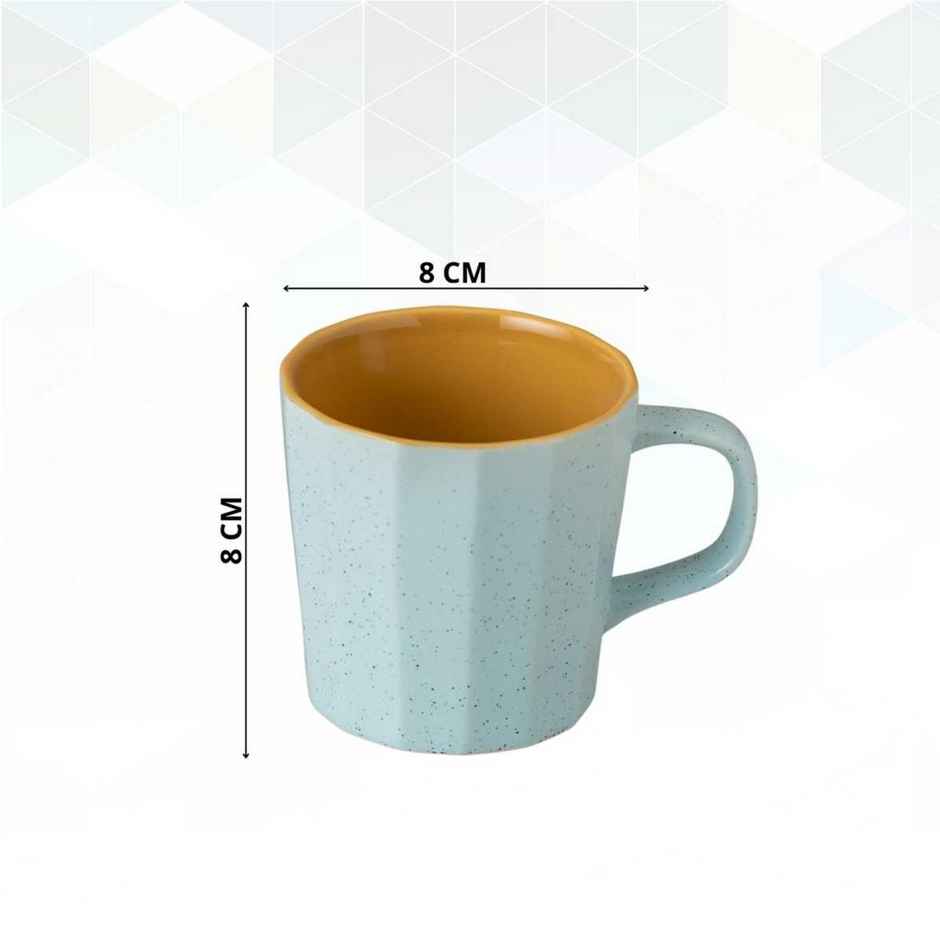 Clay Craft Fine Ceramic Armada Microwave Safe Coffee and Milk Mug | 320 ml | Blue and Yellow