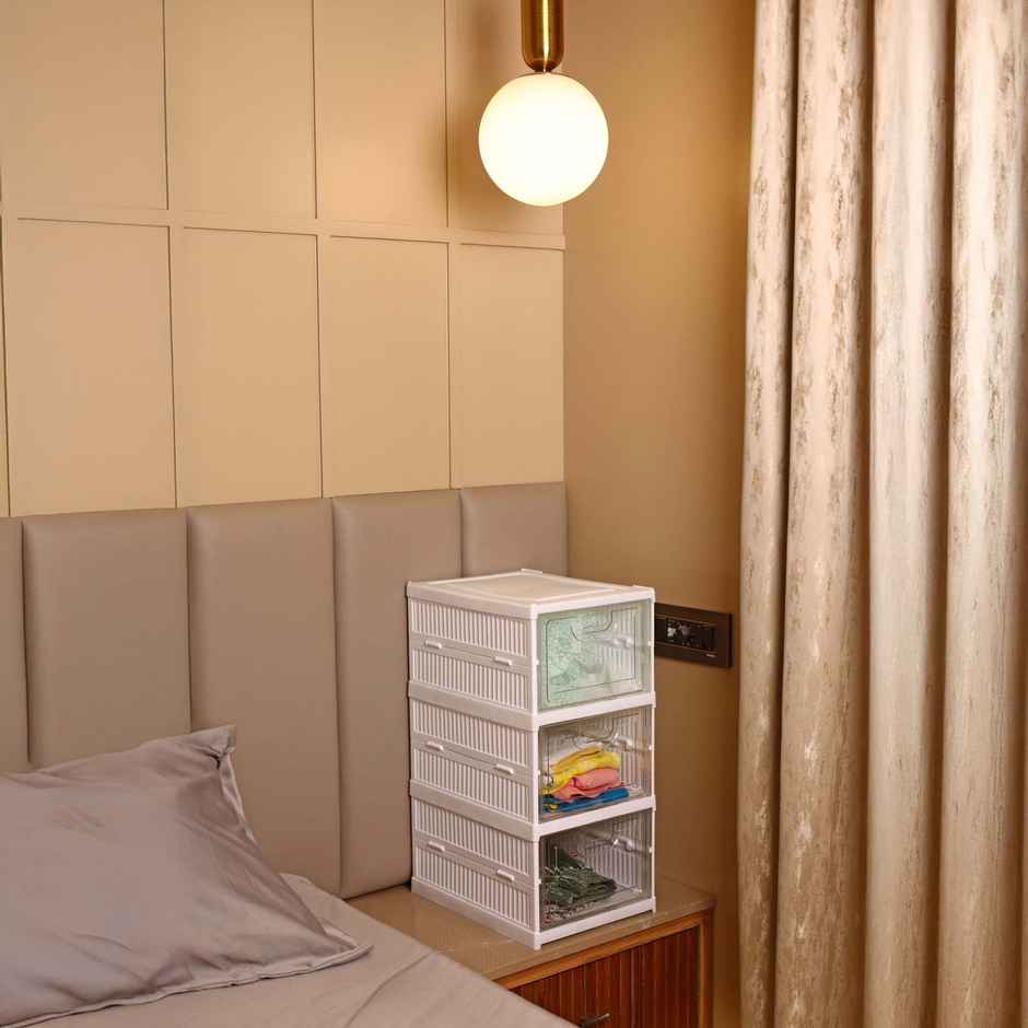 Ambition Foldable Kitchen Organizer Storage Box - Collapsible Kitchen Rack | Clear-door Step-6 - Assorted