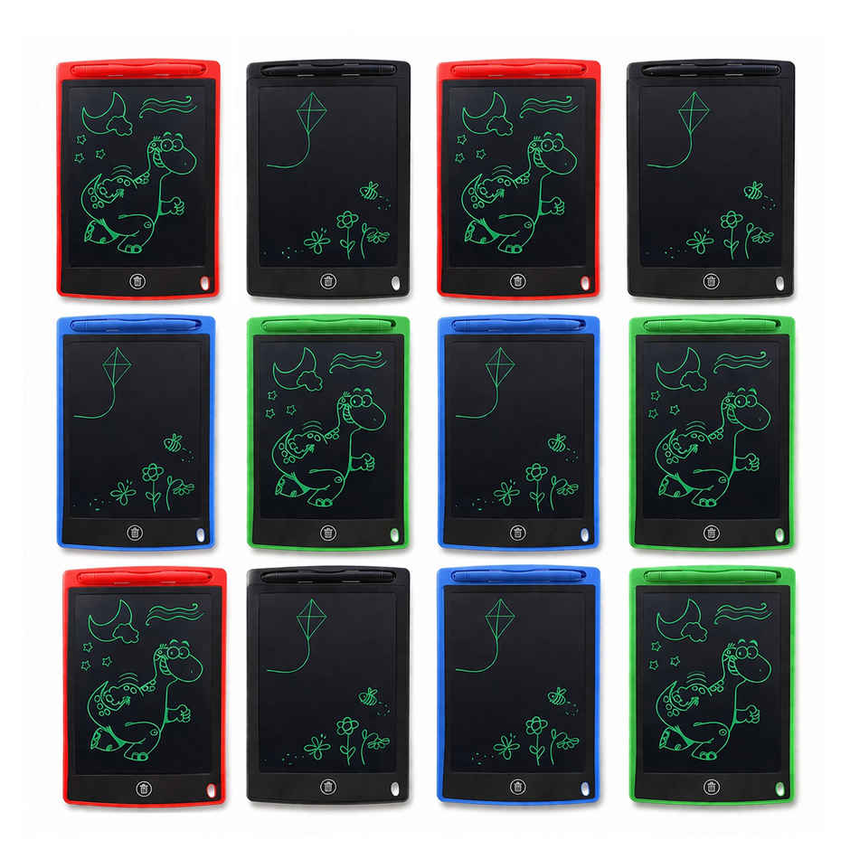 Toyshine Pack of 12 Lcd Writing Tablets | 8.5 Inch - Colorful Erasable Pads for Kids