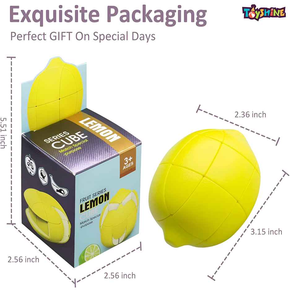 Toyshine Lemon Shaped Magic Speed Cube 3x3 - Stress Relief & Puzzle Toy for Kids & Adults