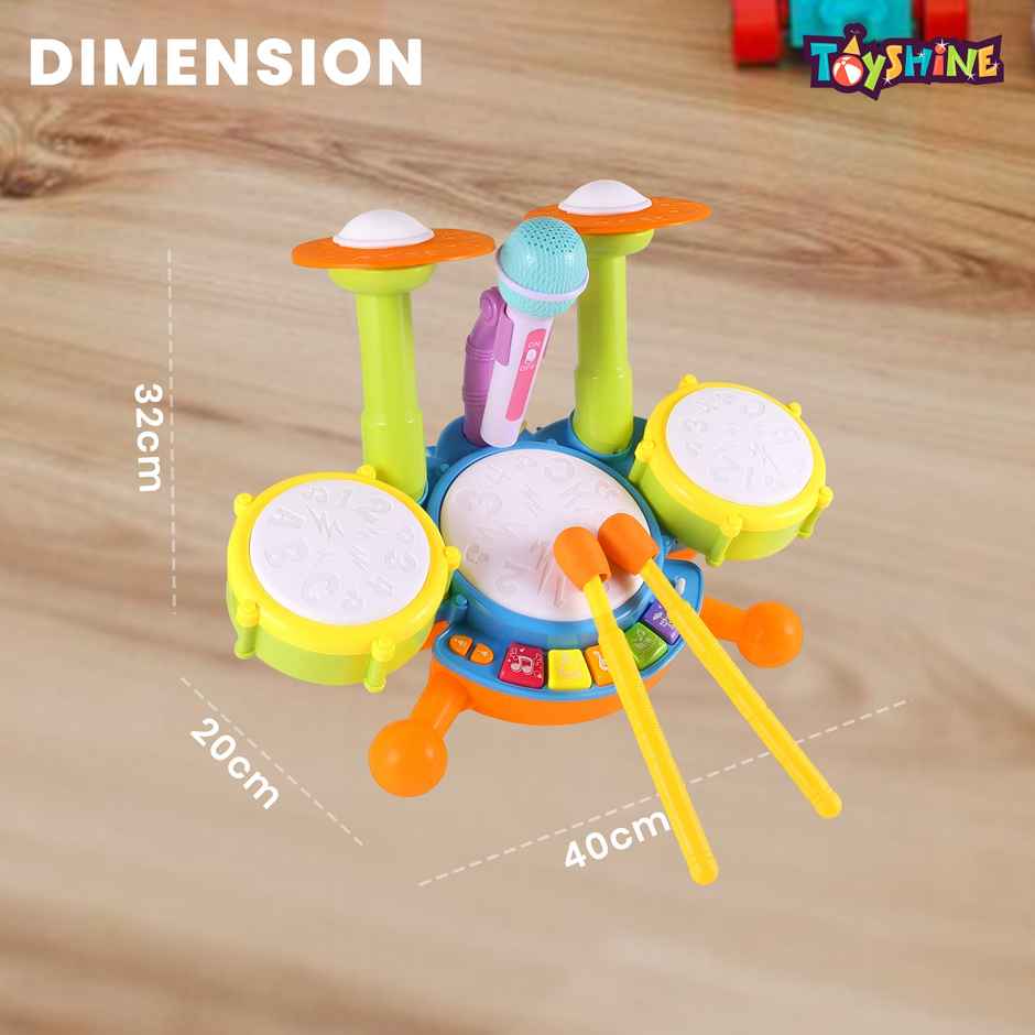 Toyshine Drum Set With Microphone for Kids 3+ | Musical Toy