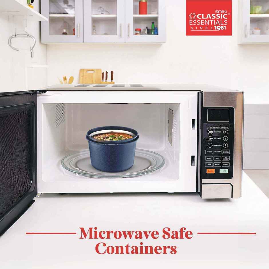 Classic Essentials Microwave Safe Insulated Leak Proof 3 Containers Lunch Box 1250 ml Blue
