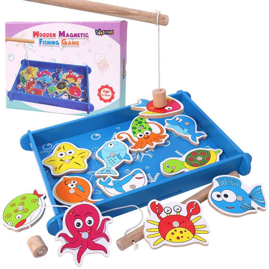 Toyshine Wooden Magnetic Fishing Game | Engaging Toy for Kids - Multicolour