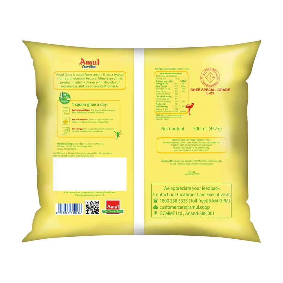 Amul Cow Ghee | Pouch | Classic & Authentic