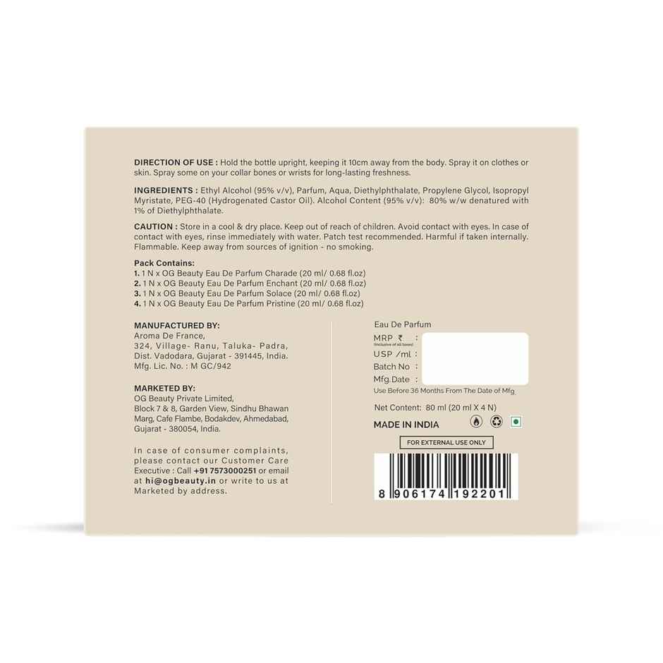 Og Beauty Luxury Pure Elegance Eau De Parfum | Pack of 4 for Women