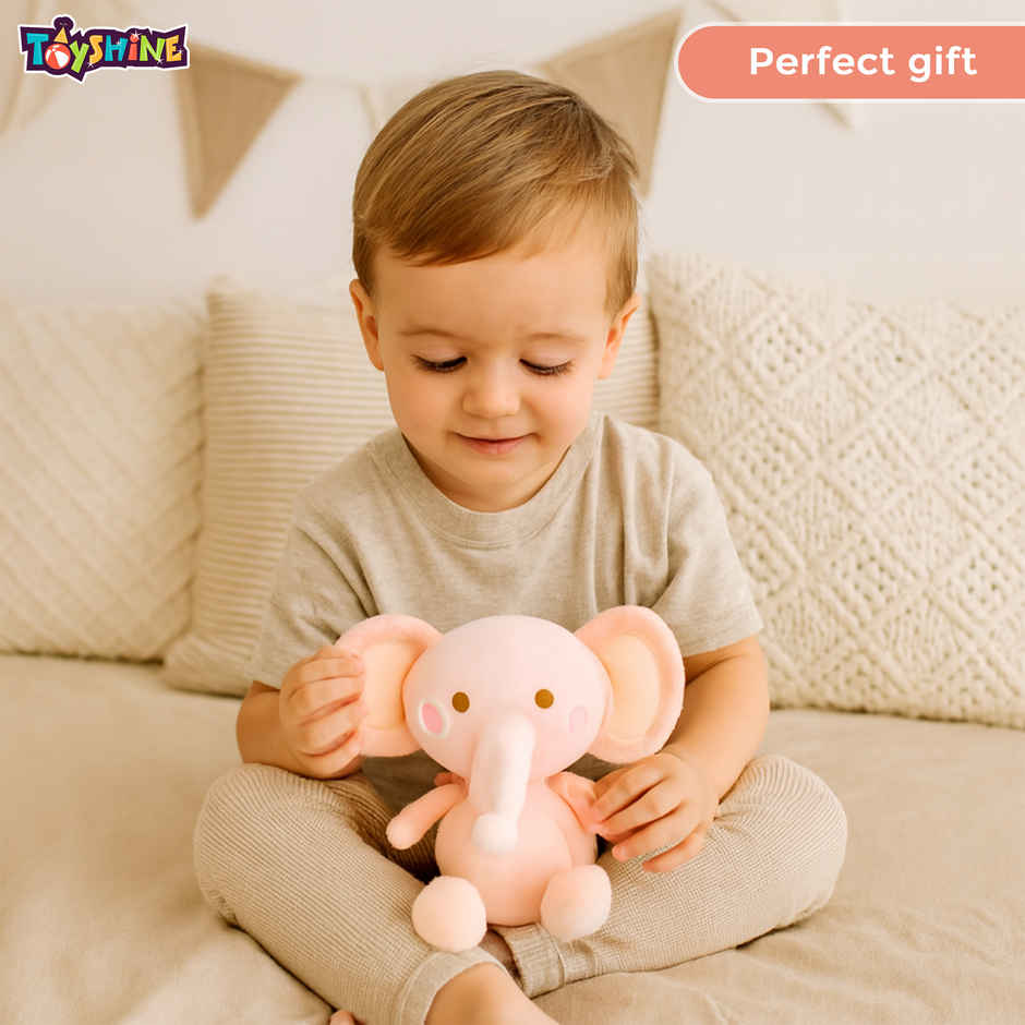 Spanker Elephant Soft Toy Cute Mini Plush with Blush Cheeks | Pink - 17 cm