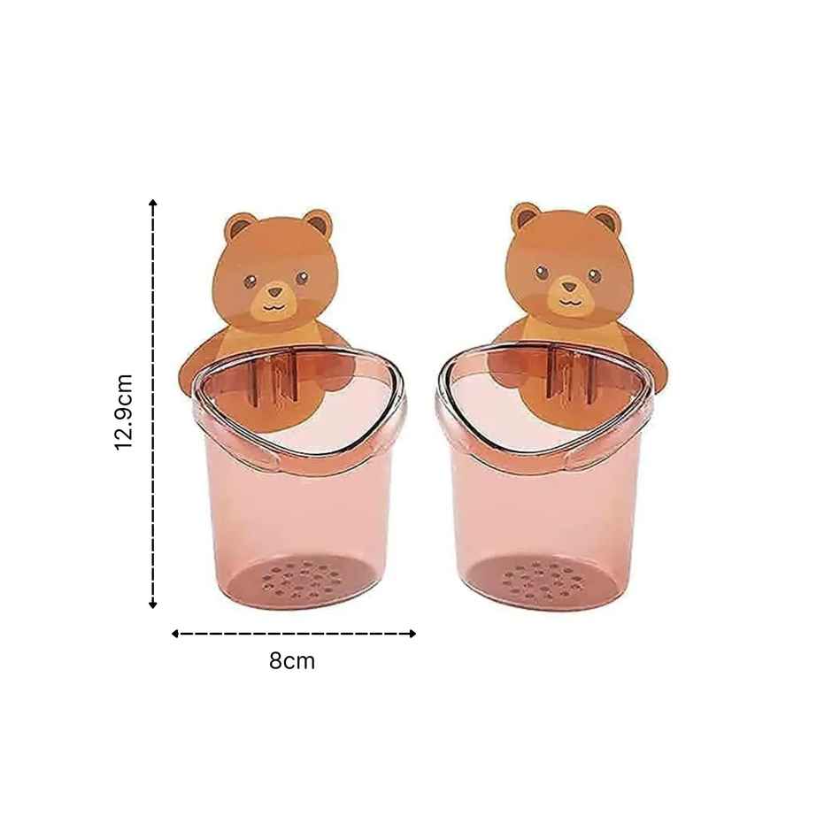 Perpetual Self-Adhesive Toothbrush Holder, 3 Pcs Teddy Bear Shaped for Bathroom Storage