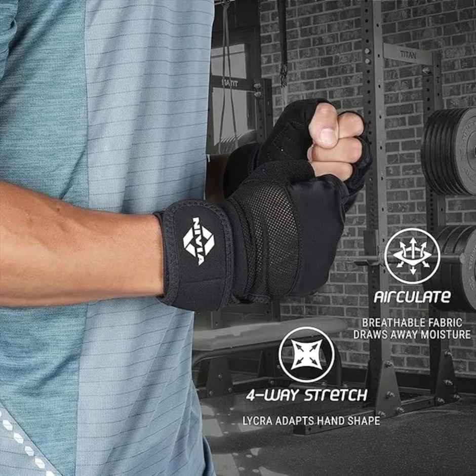 Nivia Enduro Cross Gym Training Gloves | Large | Black