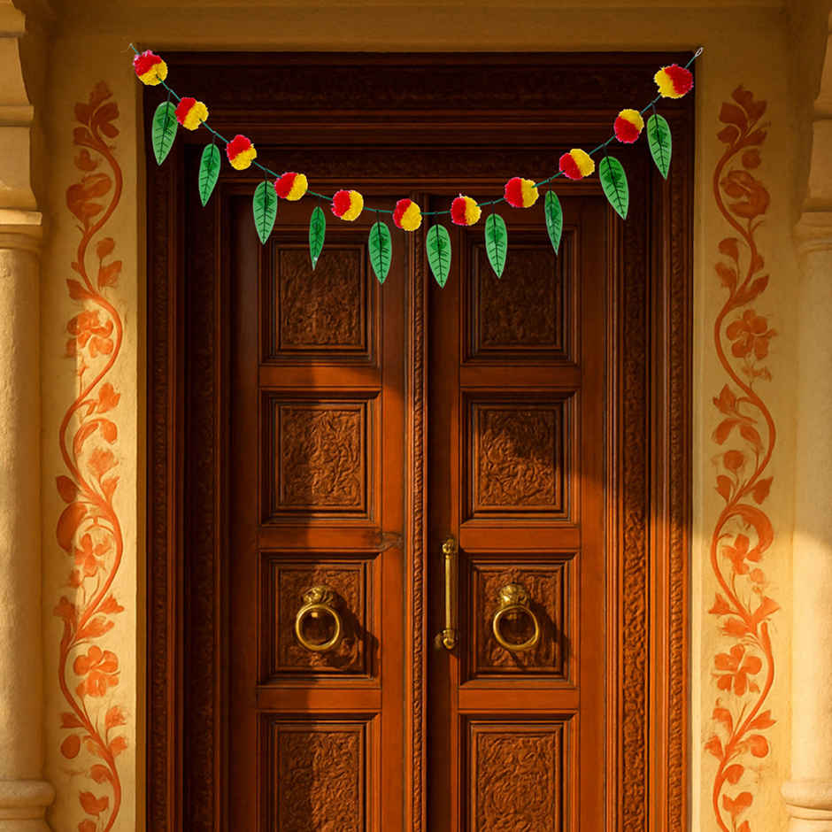 Artificial 11 Mango Leaf Marigold Toran | Mangal Bhawan