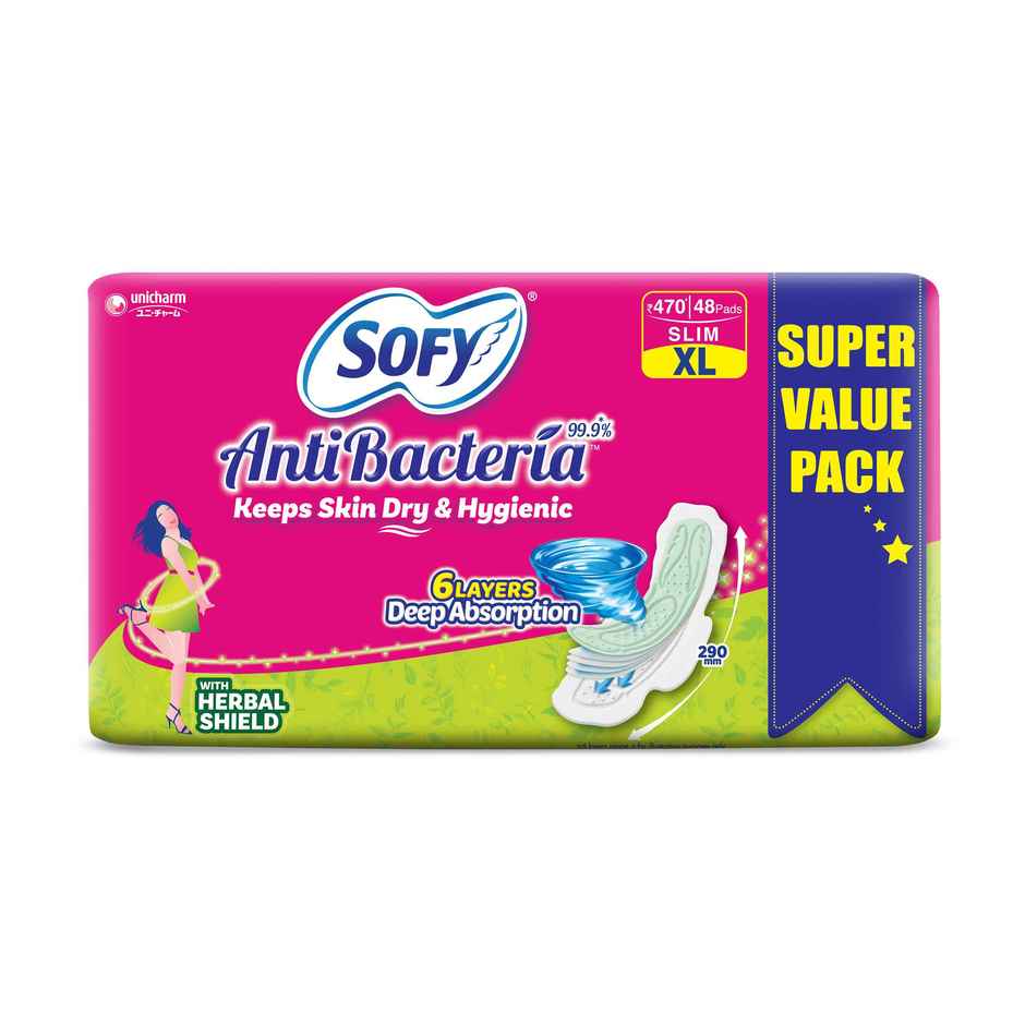 Sofy AntiBacteria XL Sanitary Pads | 6 Layer Deep Absorption | 290mm