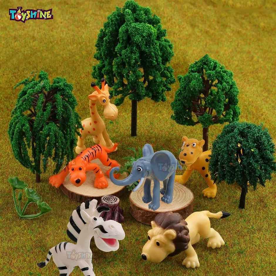 Toyshine Cartoon Style Pack of 6 Animal Rubber Play Toy for Kids Baby 2-5 Year Old