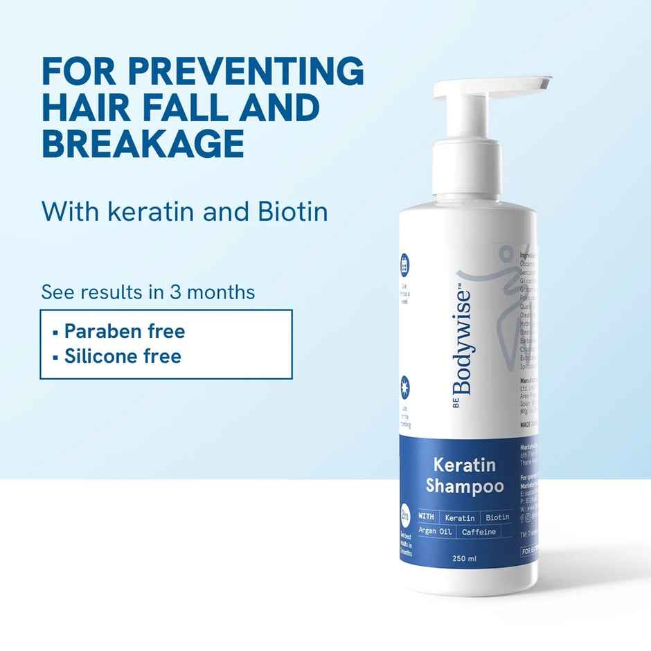 Be Bodywise Keratin Shampoo + Free Scalp Massager