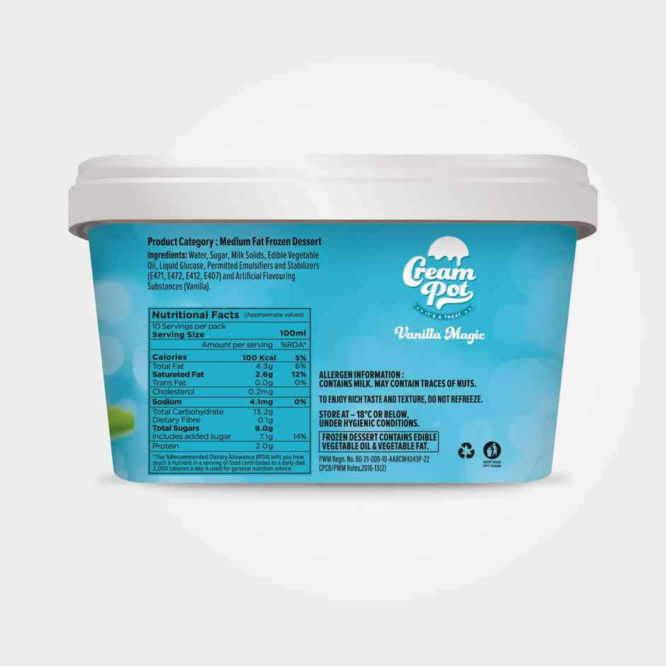 Cream Pot Vanilla Tub | Frozen Dessert Tub