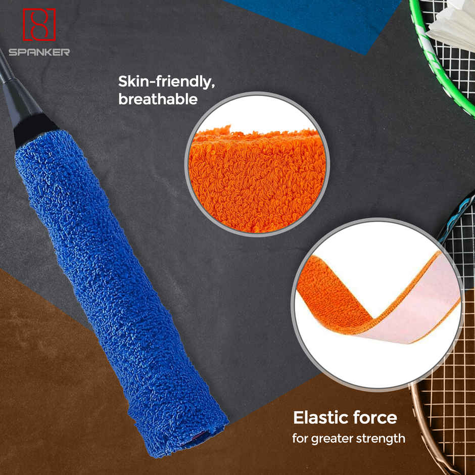 Spanker Sports Towel Racket Overgrip, Soft Anti-Slip Sweat-Absorbing Grip for Badminton & Tennis