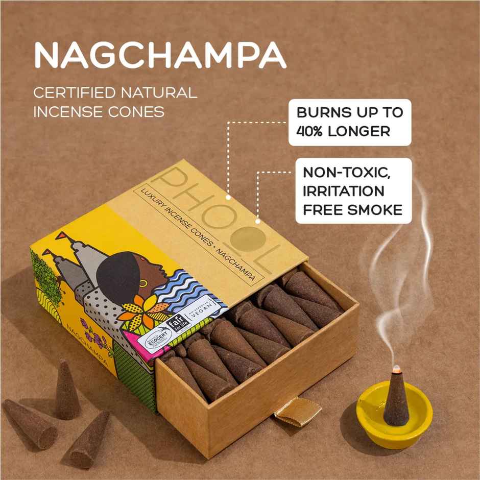 Nagchampa Dhoop Cones | 100% Natural Certified Incense Cones | Phool