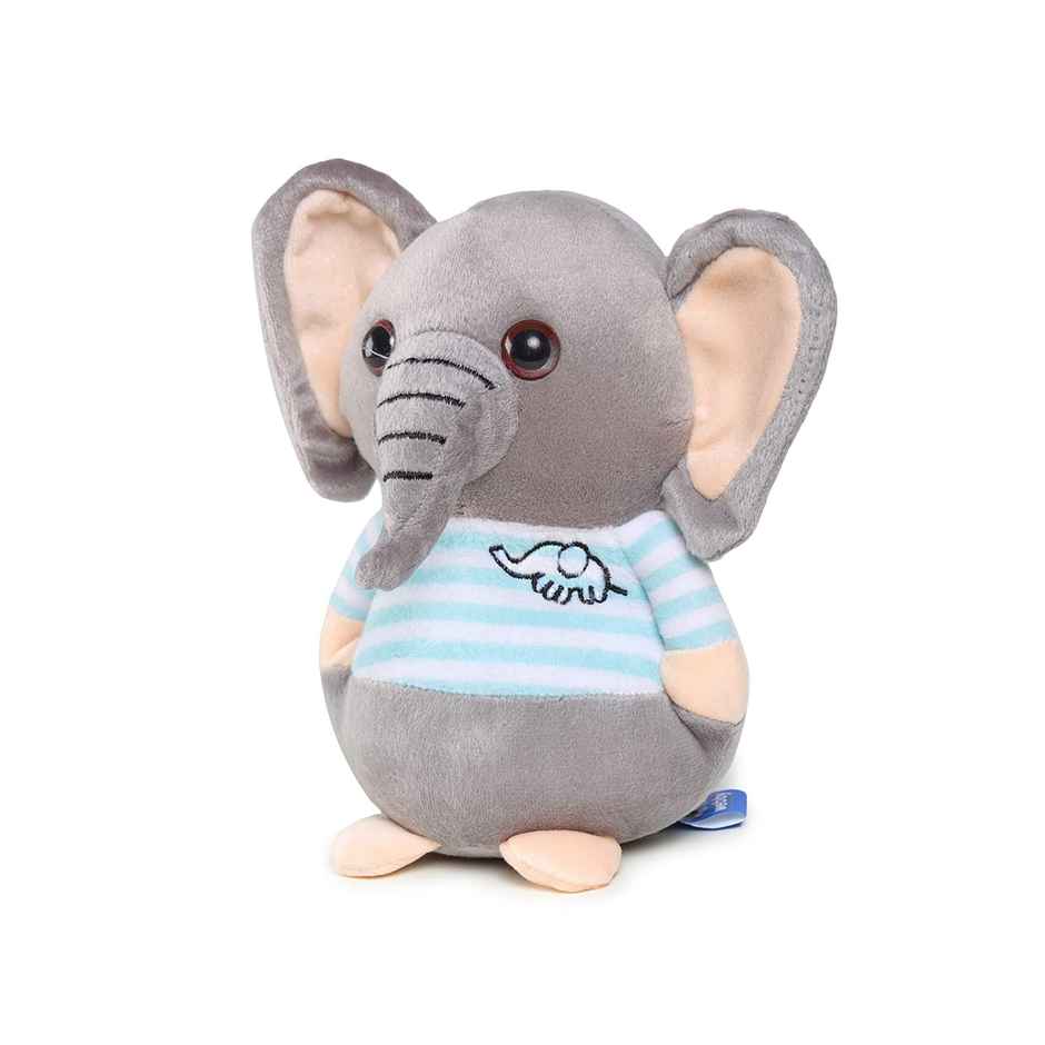 Webby Soft Animal Plush Elephant Toy 20cm, Blue & Grey