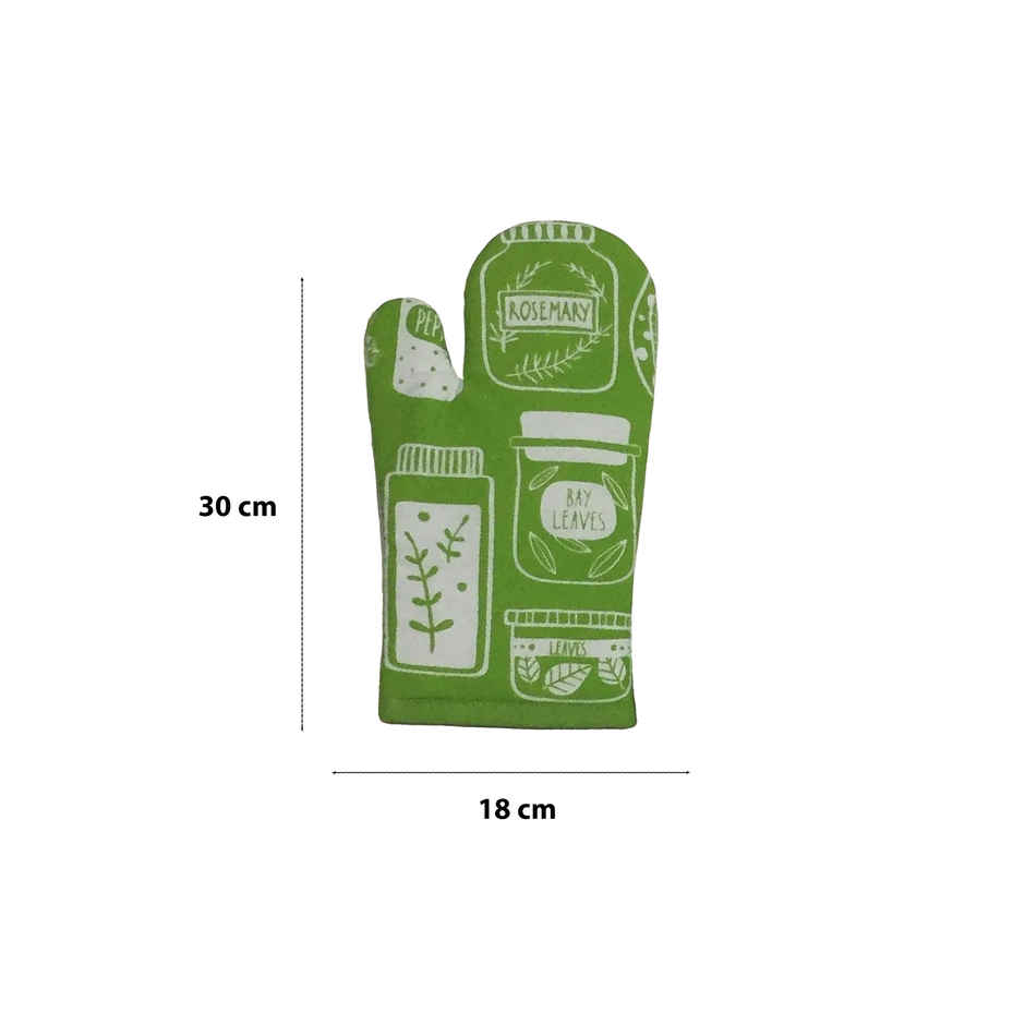 Lushomes Oven Gloves - Green Printed | Heat Proof