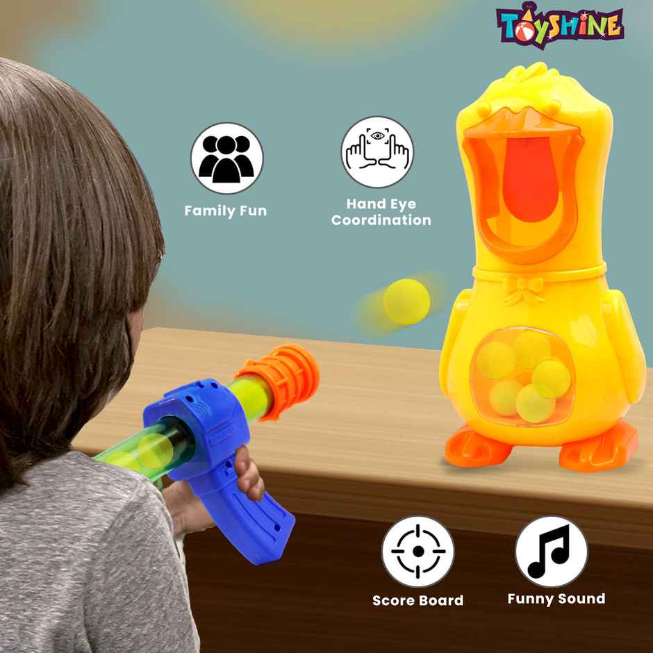 Toyshine Hungry Duck Feeding Toy With Blaster Gun | For Kids Age 3 and Above | Toy Gun