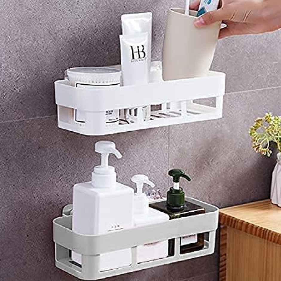 Perpetual Bathroom Organizer Shelf | Self-Adhesive Rack for Wall | Pack of 3