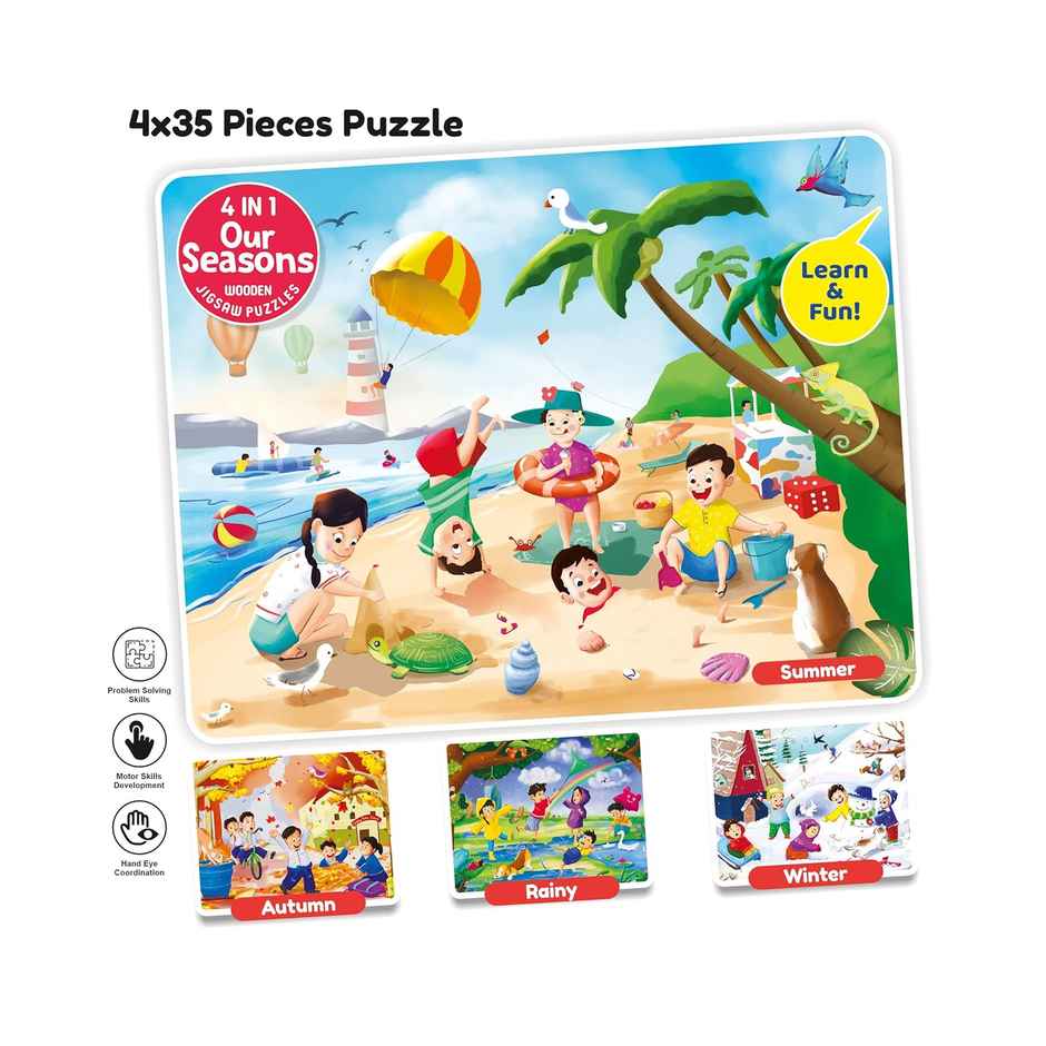 Webby Toys 4-In-1 Wooden Season Puzzle (Multicolour, 4+ years)