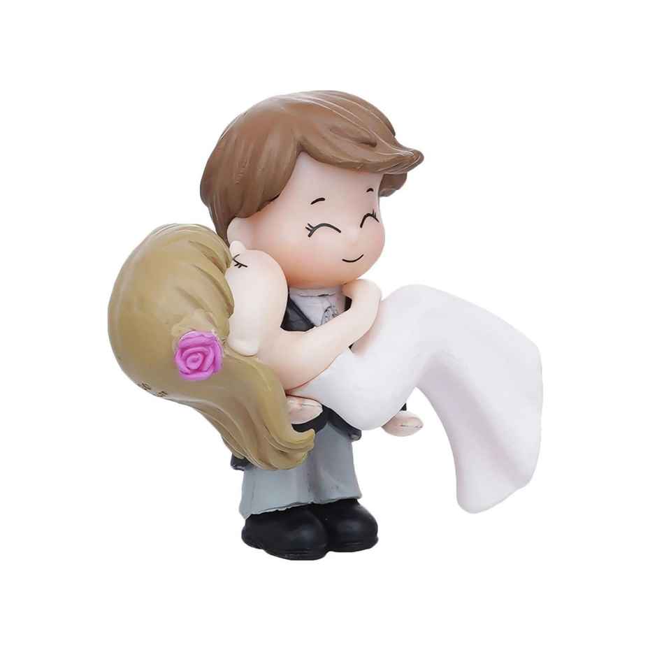 Casacraft by Pepperfry Bride Kissing Groom Romantic Black & White Polyresin Decorative Figurine