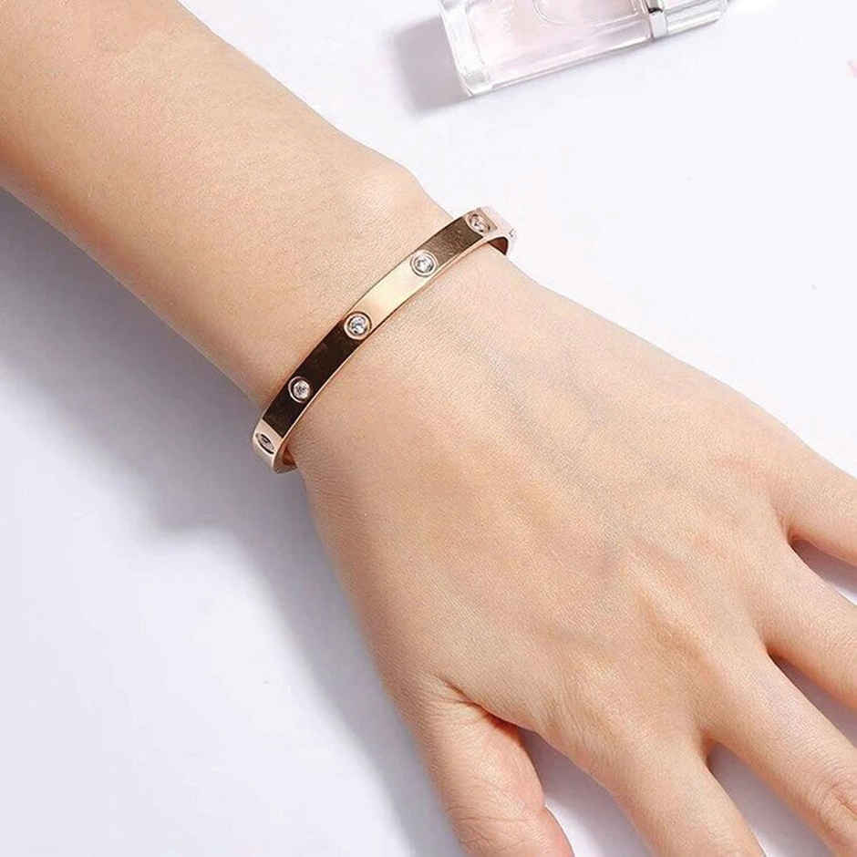 Shining Diva Fashion Latest Stylish Stainless Steel Bangle Gift Bracelet for Women and Girls 15745b