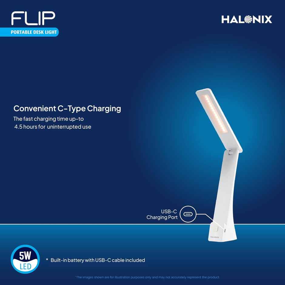 Halonix Flip 5w Table Lamp With 3 Lighting Modes.