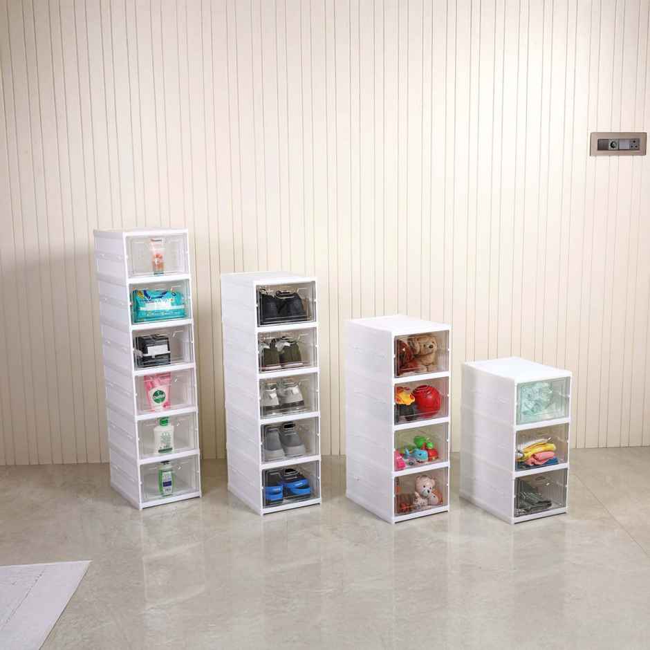 Ambition Foldable Kitchen Organizer Storage Box - Collapsible Kitchen Rack | Clear-door Step-6 - Assorted