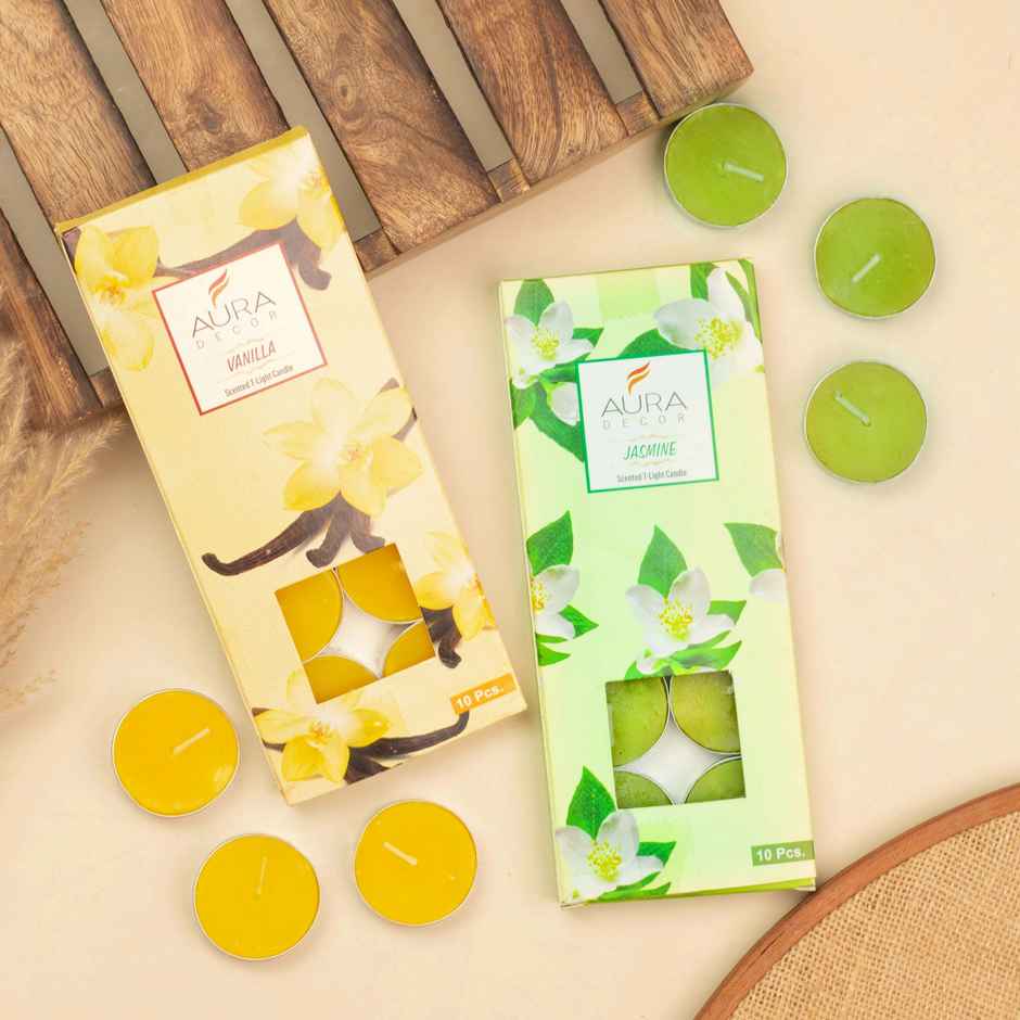 Scented Tea Light Candles | Jasmine & Vanilla | 20 Pcs | Auradecor
