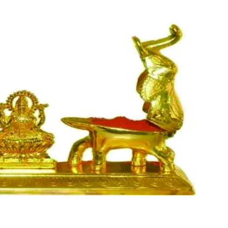 Devnidhii Kumkum/ Sindoor Box Gaj Laxmi Maa Dibbi in Gold Polish
