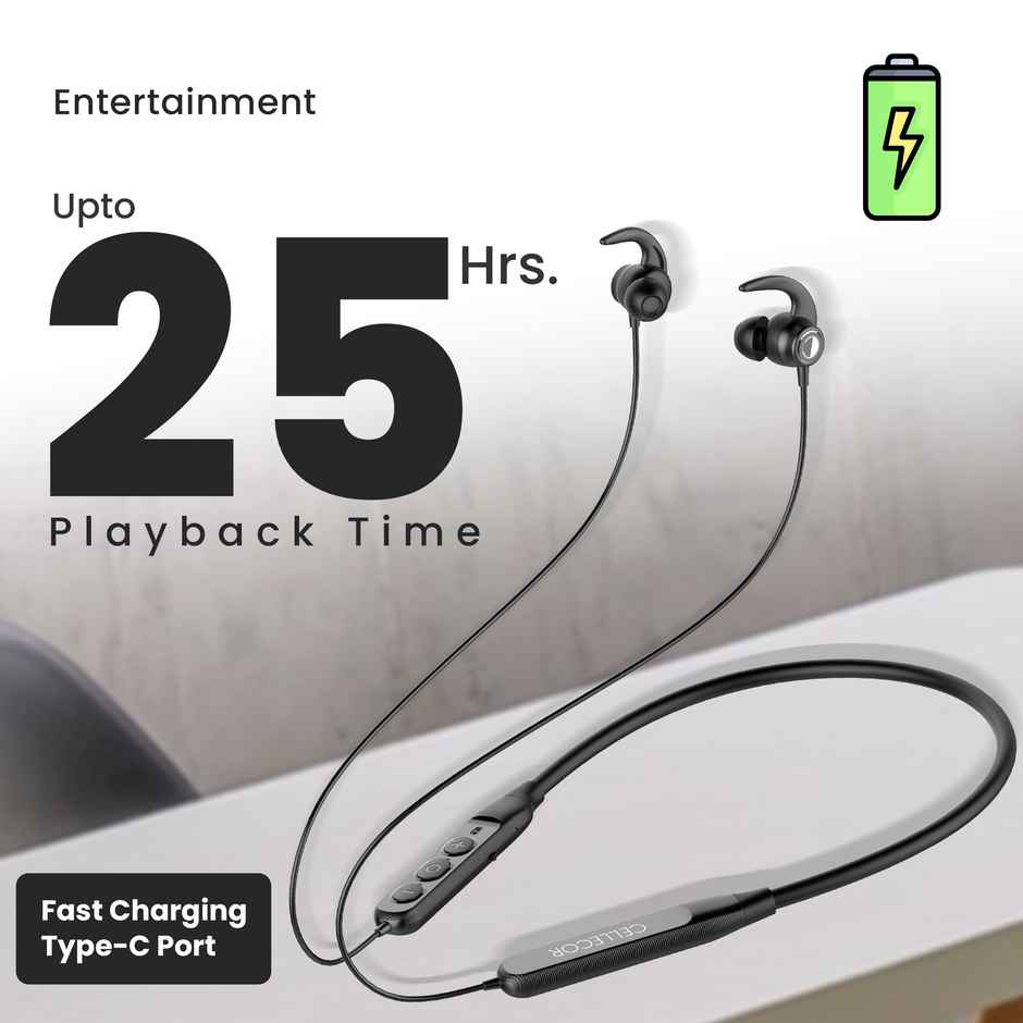 Cellecor Bt - 3 Wireless Bluetooth Earphone Neckband Magnetic Earbuds Black