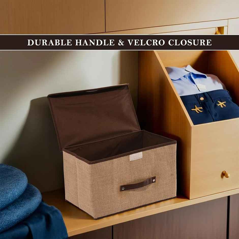 Kuber Industries Pack of 2 ( Large ) Jute Foldable Cotton Drawer Organizer for Cloth | Brown