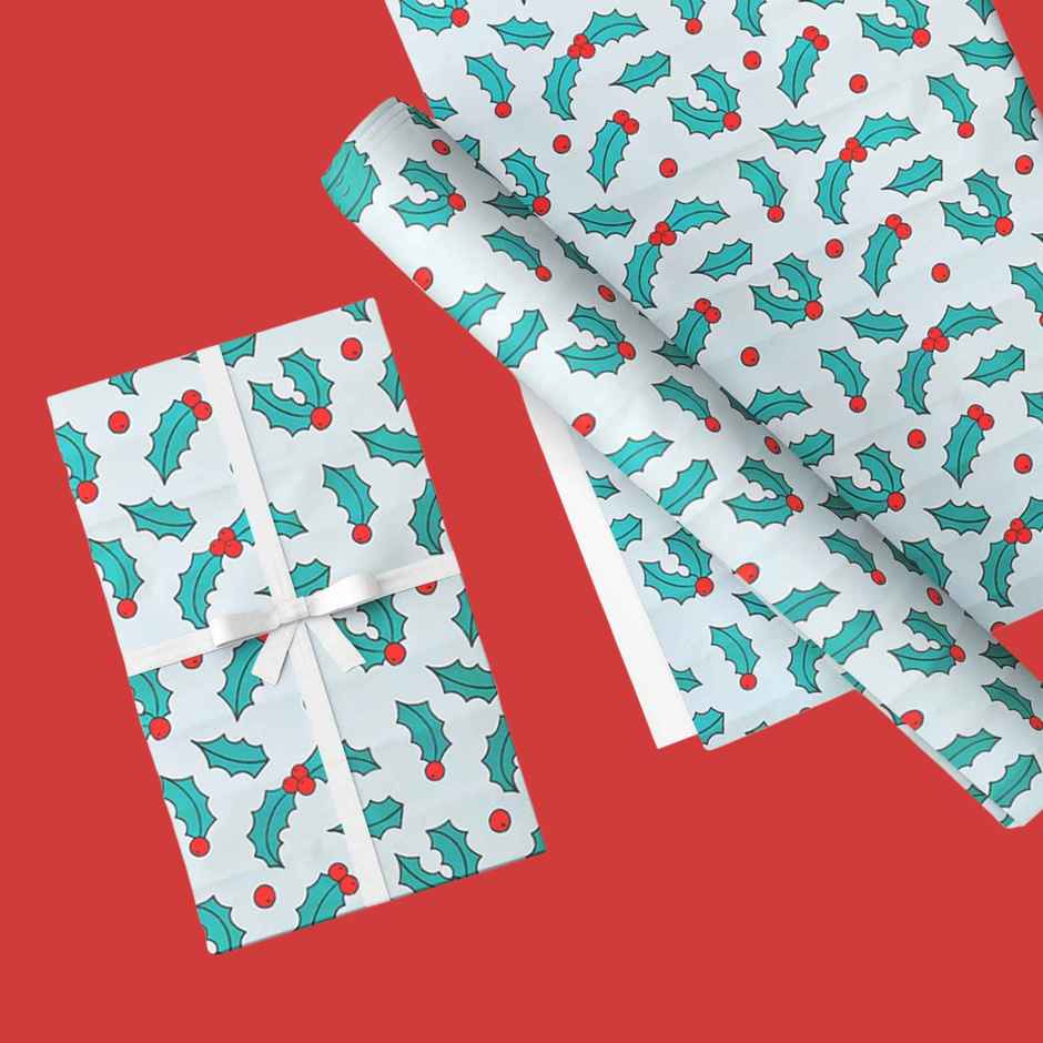 Mistletoe Leafs Wrapping Paper | Mad Over Print