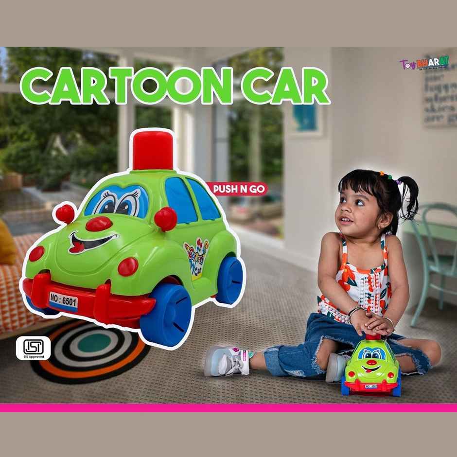 Toybharat Push N Go Cartoon Car | Perfect Toddler Birthday Gift - Multicolour | Assorted