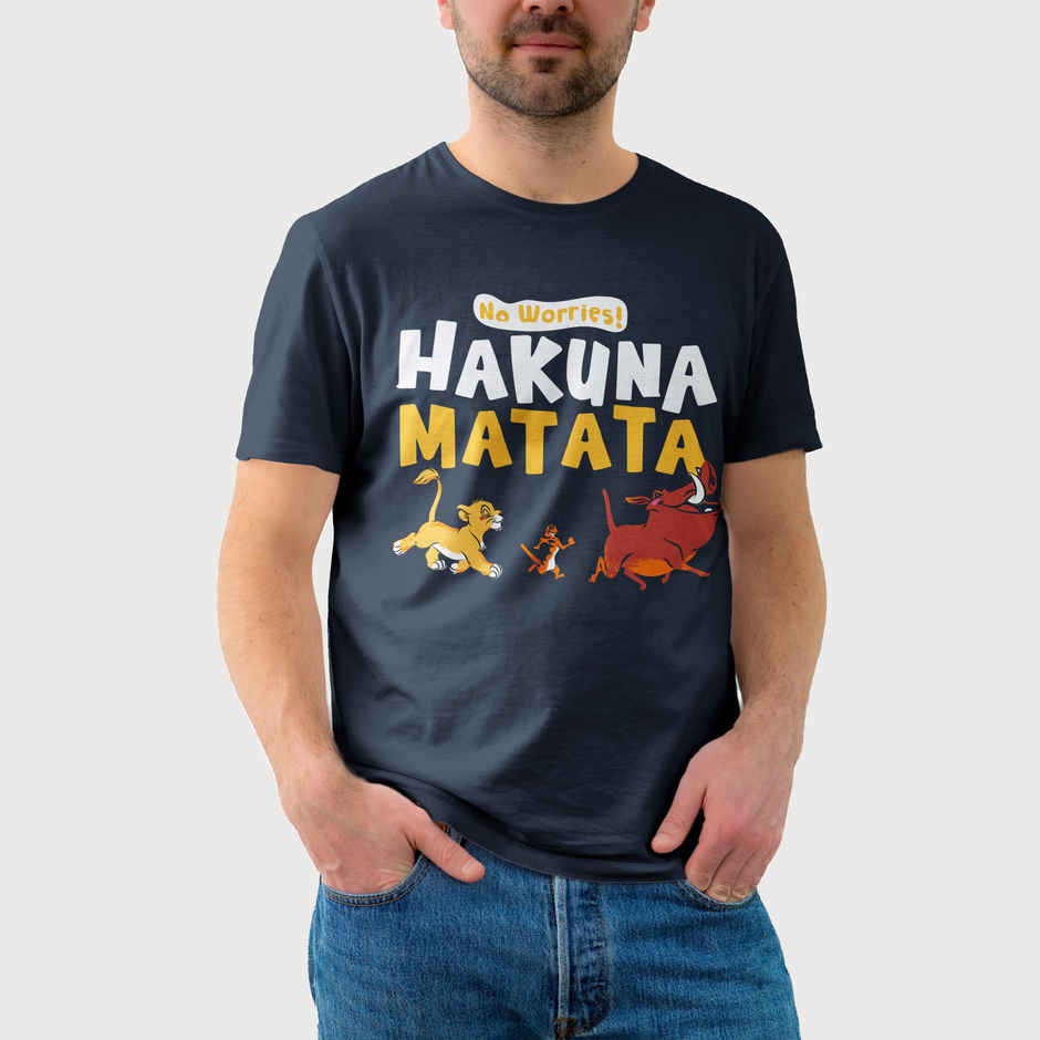 Bonorganik Men's Hakuna Matata Graphic Printed T-shirt | Navy - XL