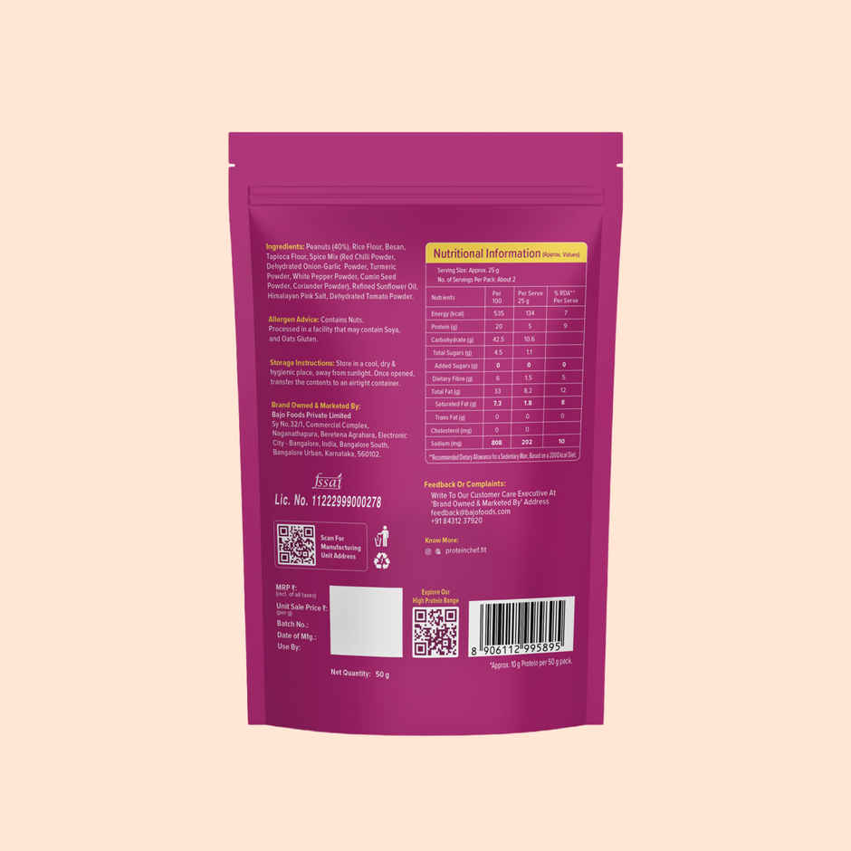 Protein Chef Baked Coated Peanuts | No Palm Oil Masala Roasted 20g Protein Healthy Snacks