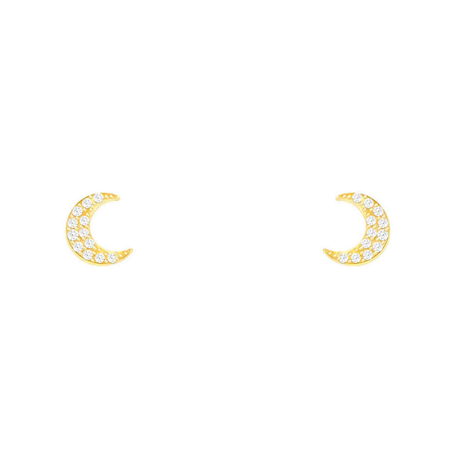 GIVA Golden Crescent Zircon Earrings