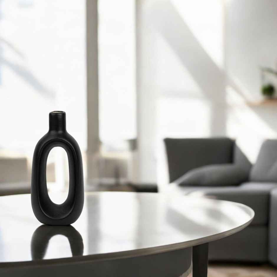 Casacraft by Pepperfry Black Ceramic Ryan Table Vases